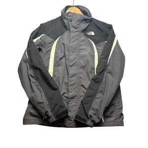 The North Face HyVent Jacket Womens M Gray Black Waterproof Hiking Rain Coat